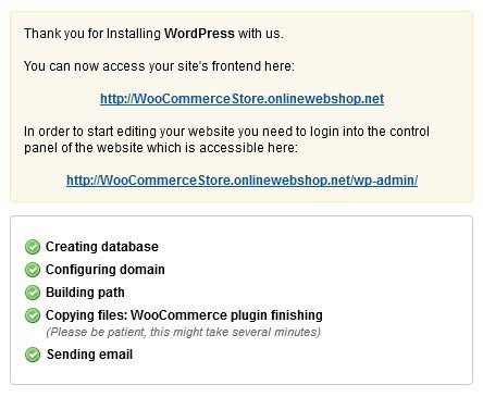 WordPress installation is complete