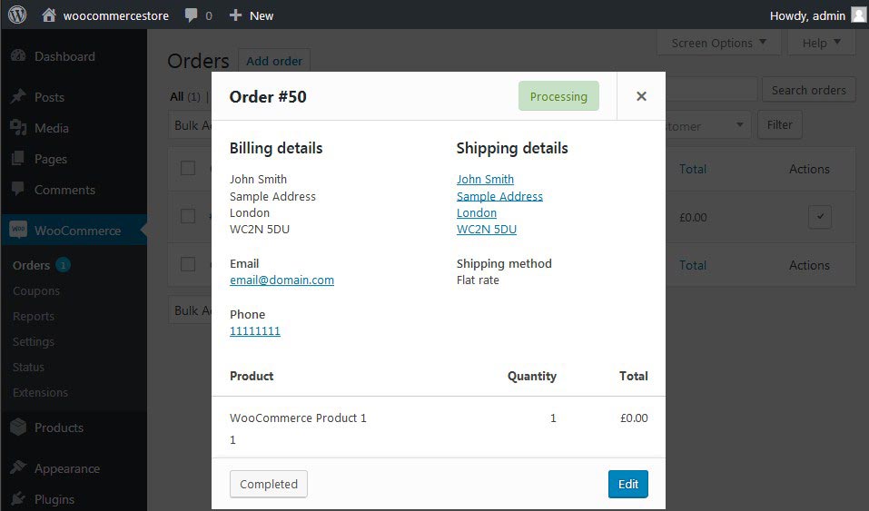 WooCommerce Order Preview