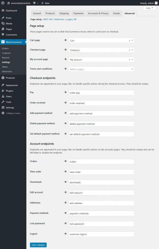 WooCommerce Settings Advanced