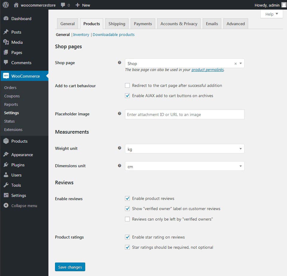 WooCommerce Products Settings