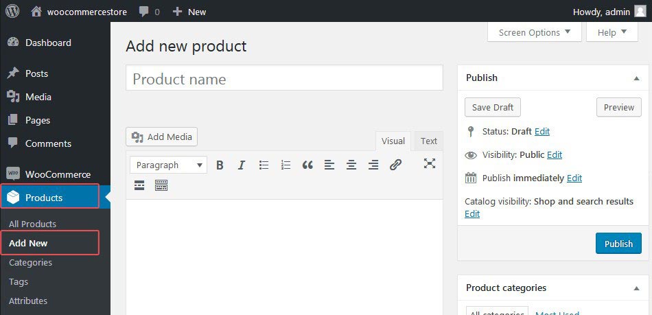 Add new Product in WooCommerce