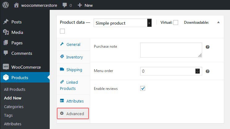 WooCommerce Advanced Tab