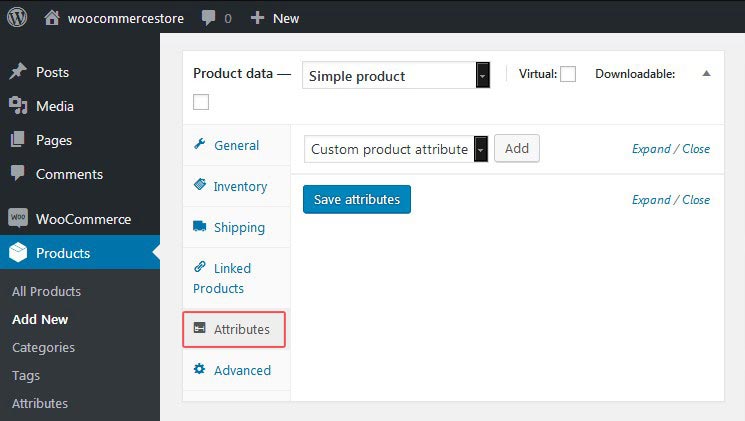 WooCommerce Attributes Tab