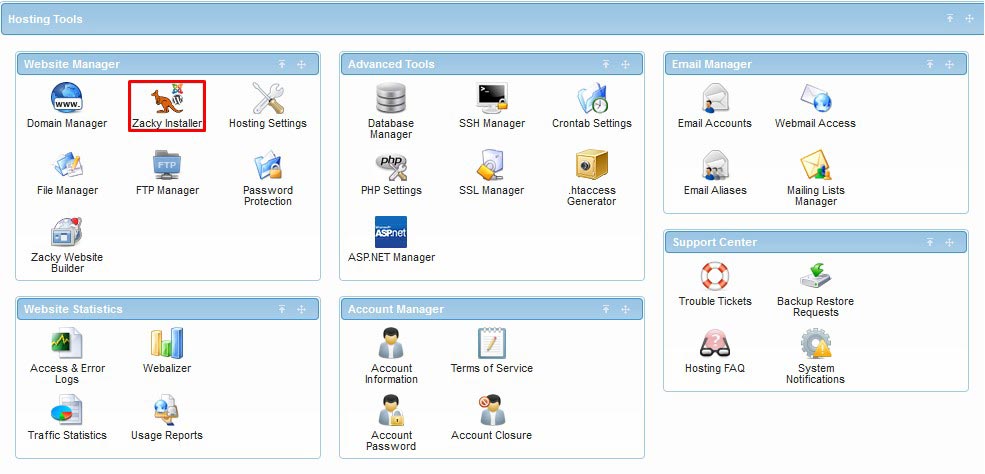 Hosting Control Panel Zacky Installer