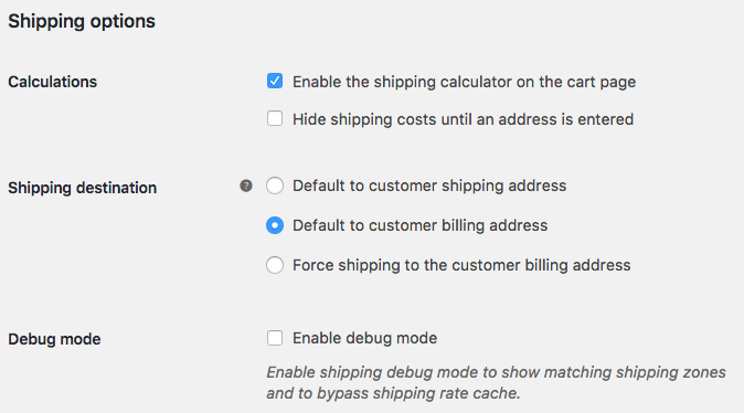 WooCommerce Shipping Options