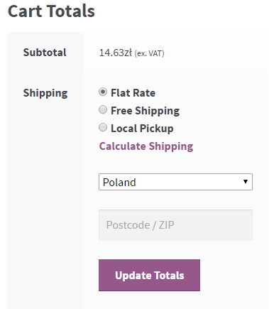 Shopping Cart Totals