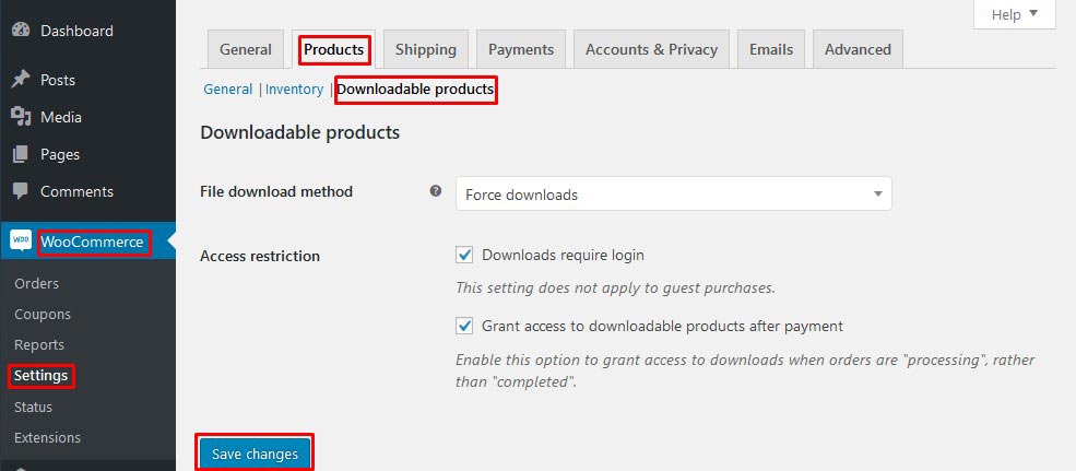 Downloadable products