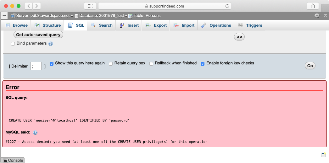 mamp phpmyadmin error