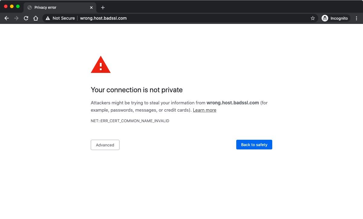 If the SSL handshake fails for some reason, your web browser will display an error page containing more details about the issue that has caused the failure.