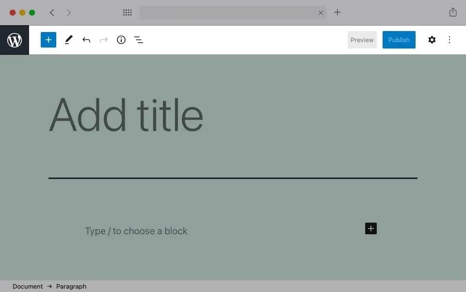 The Top Toolbar is located at the top of the WordPress Block Editor.