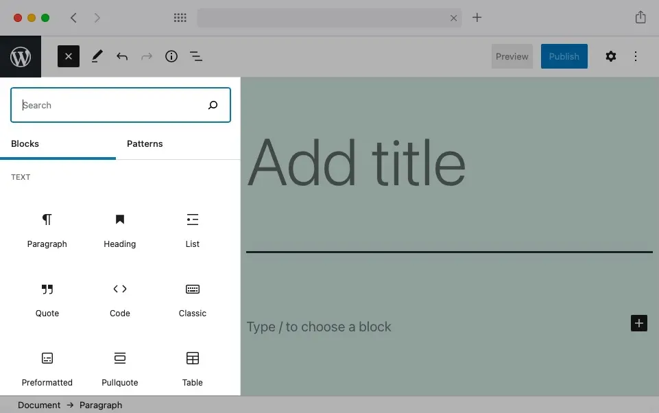 The Block Library is the place where you’ll find all available blocks in Gutenberg.