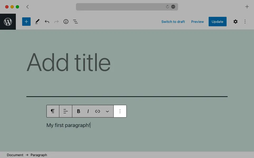 You can click on the three-dot icon at the end of the Contextual Toolbar to reveal a few additional options for the currently selected block.