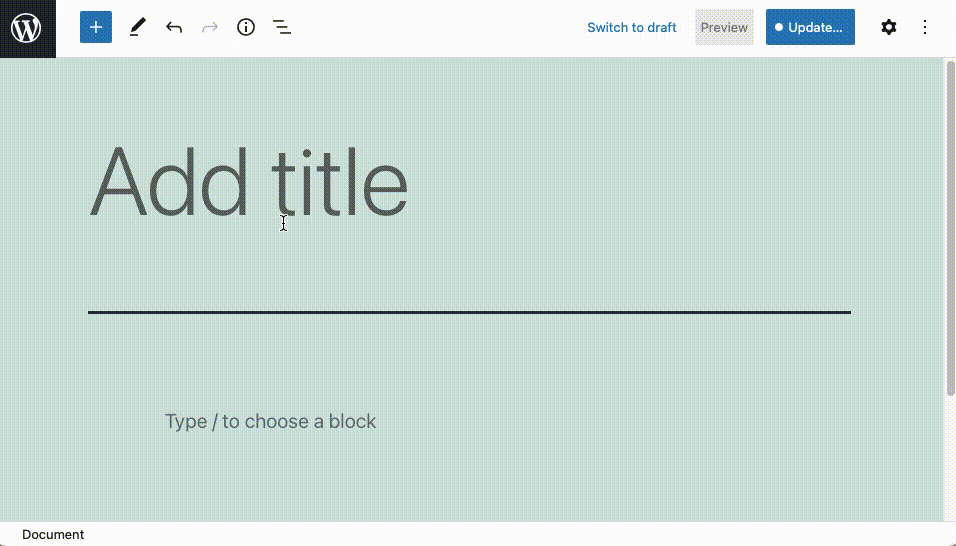 To insert a reusable block, drag it out of the Block Library and drop it in your document.