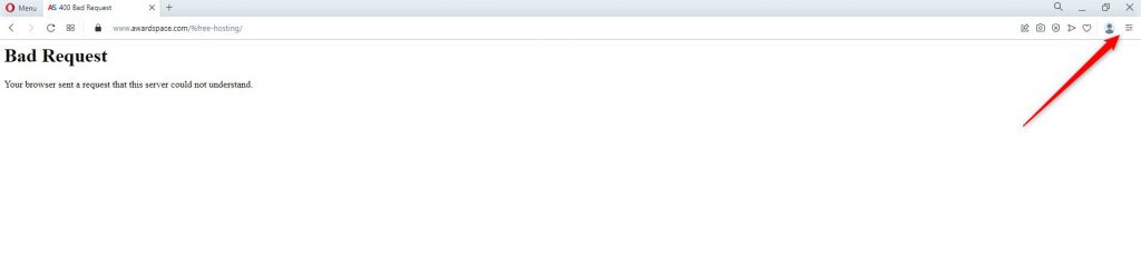 HTTPS Error 400 Bad Request Opera Browser Options