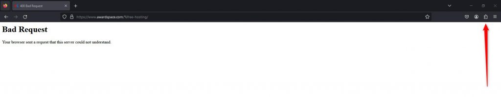 400 Error Bad Request Mozilla Firefox Extensions Button