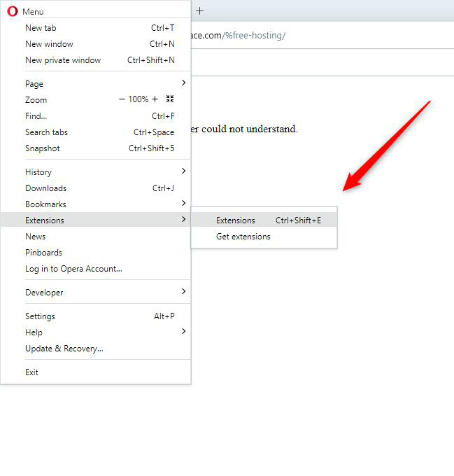 400 Error Bad Request Opera Browser Extensions Menu