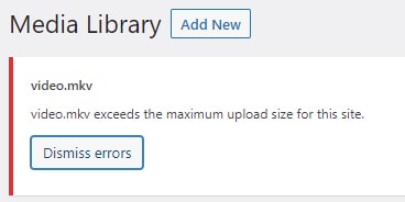 413 Error WordPress Media Library Message