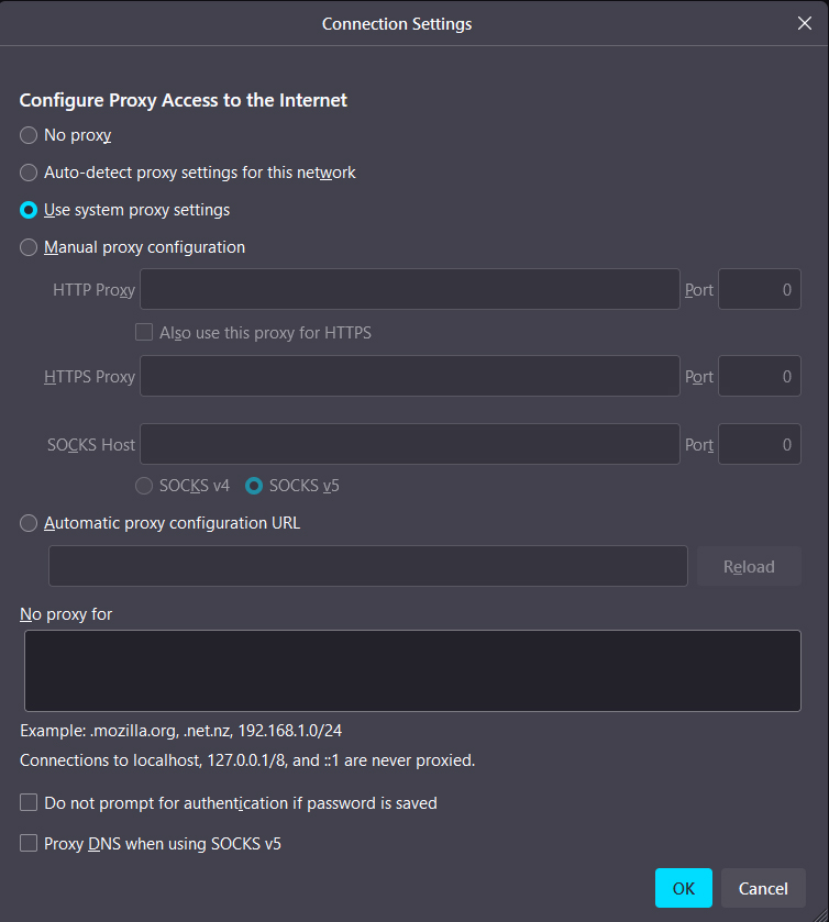 501 Error Not Implemented Mozilla Firefox Browser Network Proxy Settings