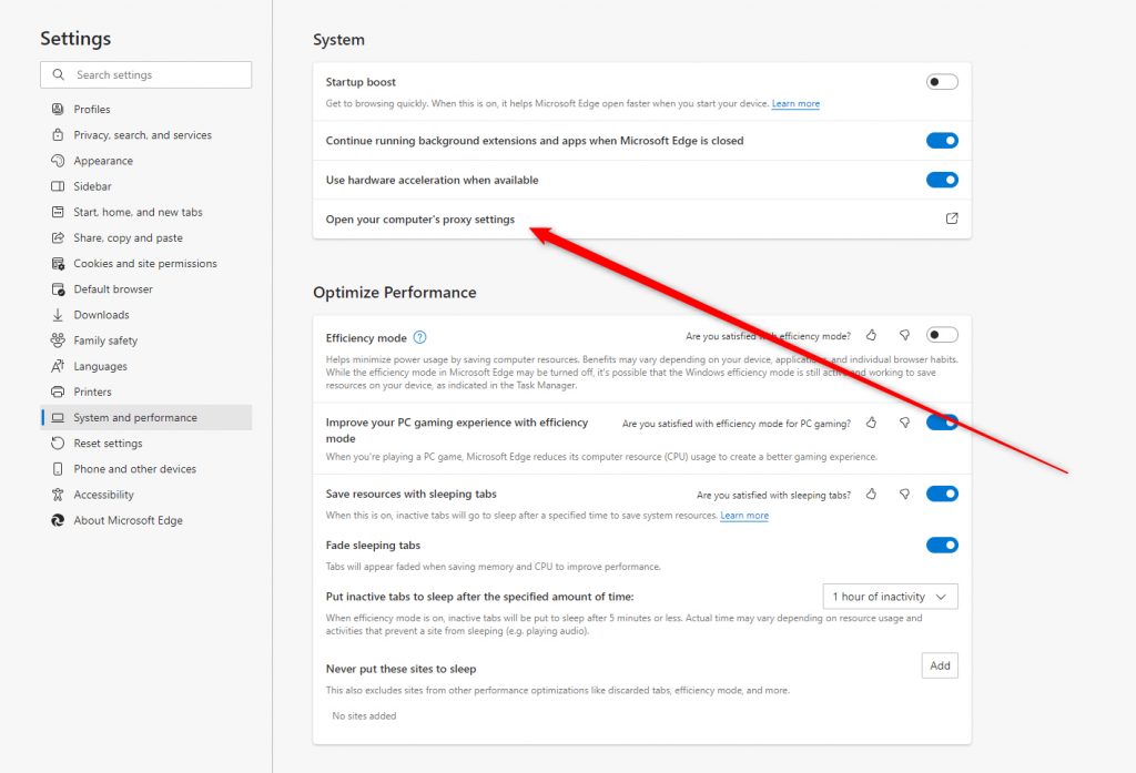 501 Error Not Implemented Microsoft Edge Browser Proxy Settings