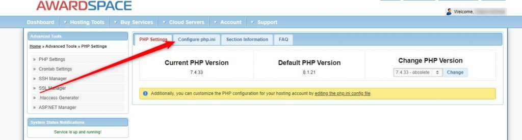 413 Error Hosting Panel Configure PHP File