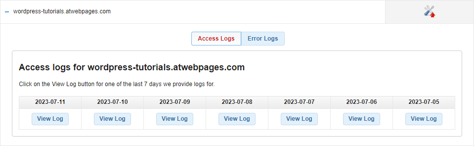 501 Error Not Implemented AwardSpace Hosting Panel Access and Error Logs Buttons