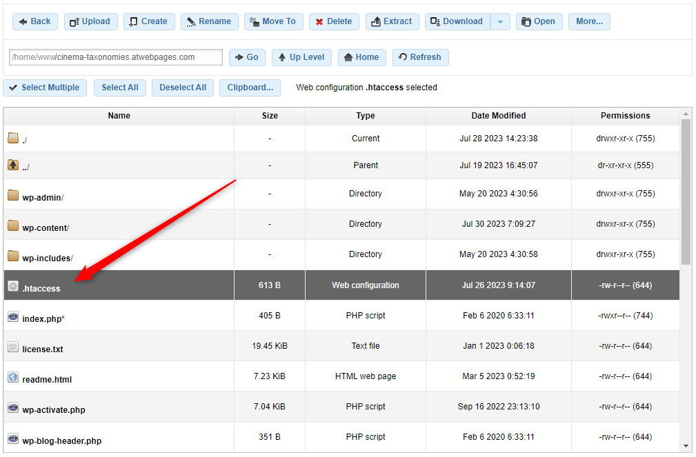 414 Error Hosting Panel Website .htaccess File