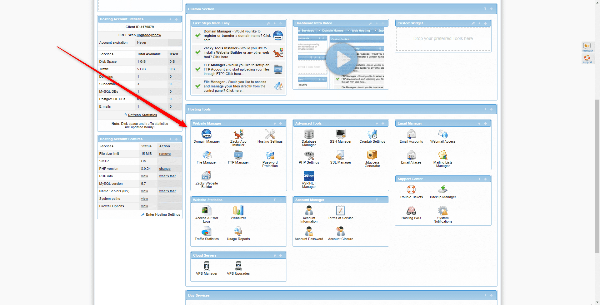 Website building and registering domain name with AwardSpace