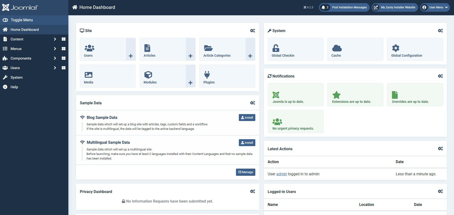 AwardSpace Hosting Panel Install Joomla