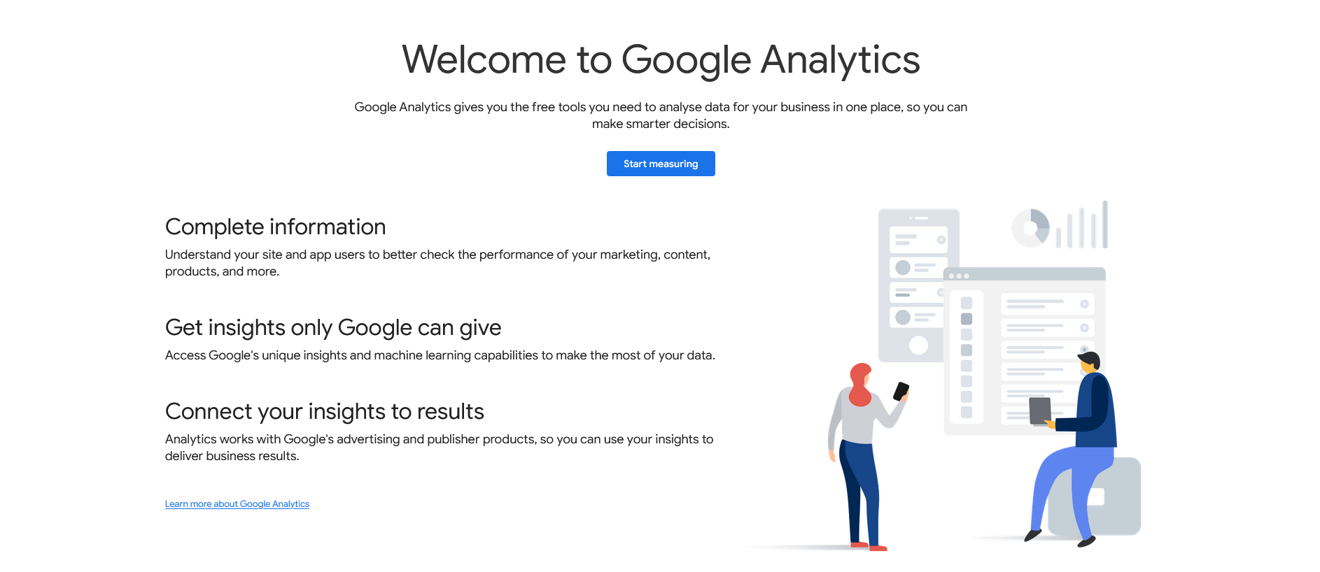 Google Analytics 4 Homepage