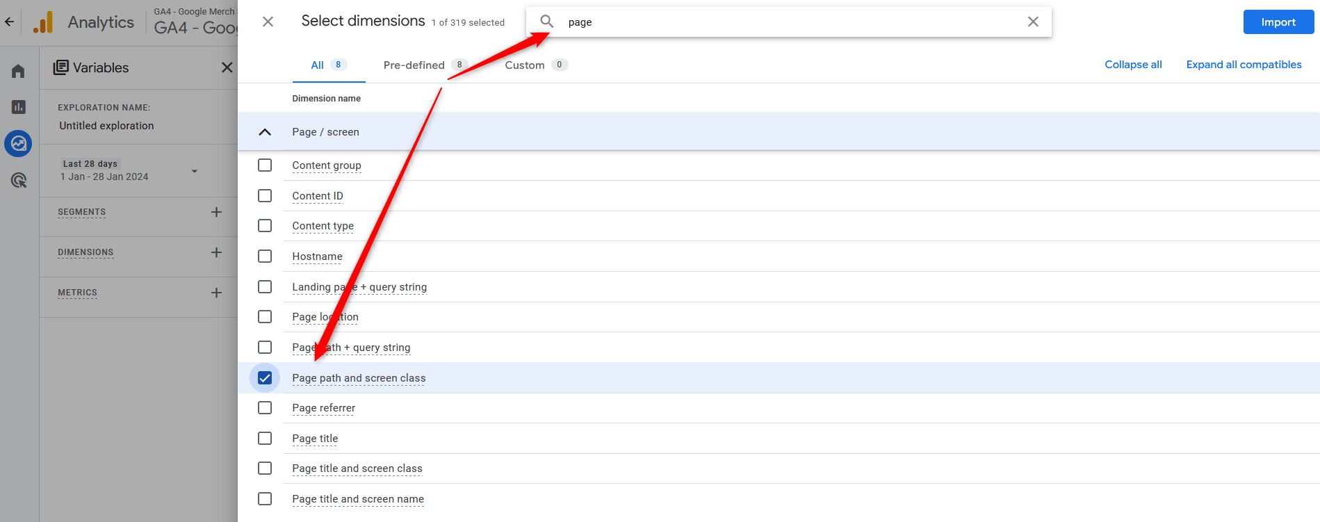 Google Analytics 4 Metrics Explore Blank Exploration Template Add Page Path 