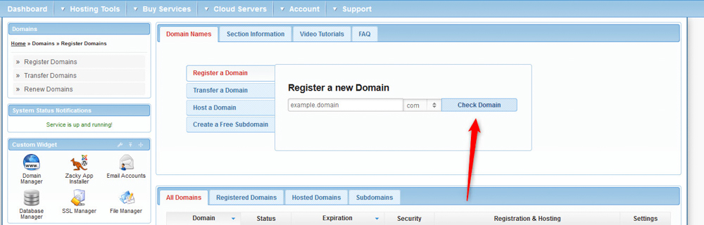 Check domain name availability