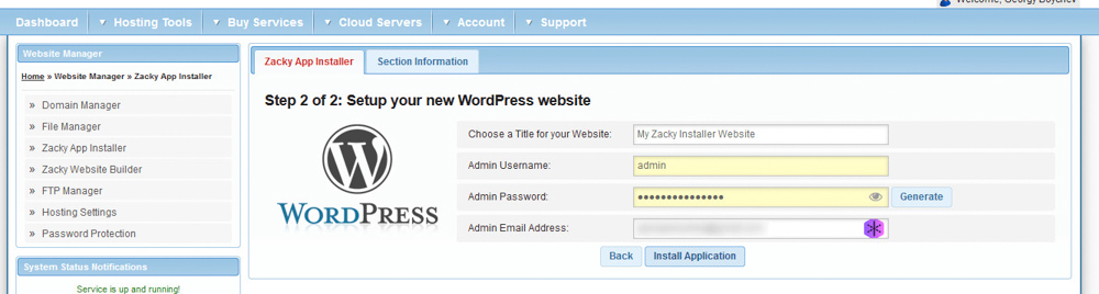 Add WordPress credentials