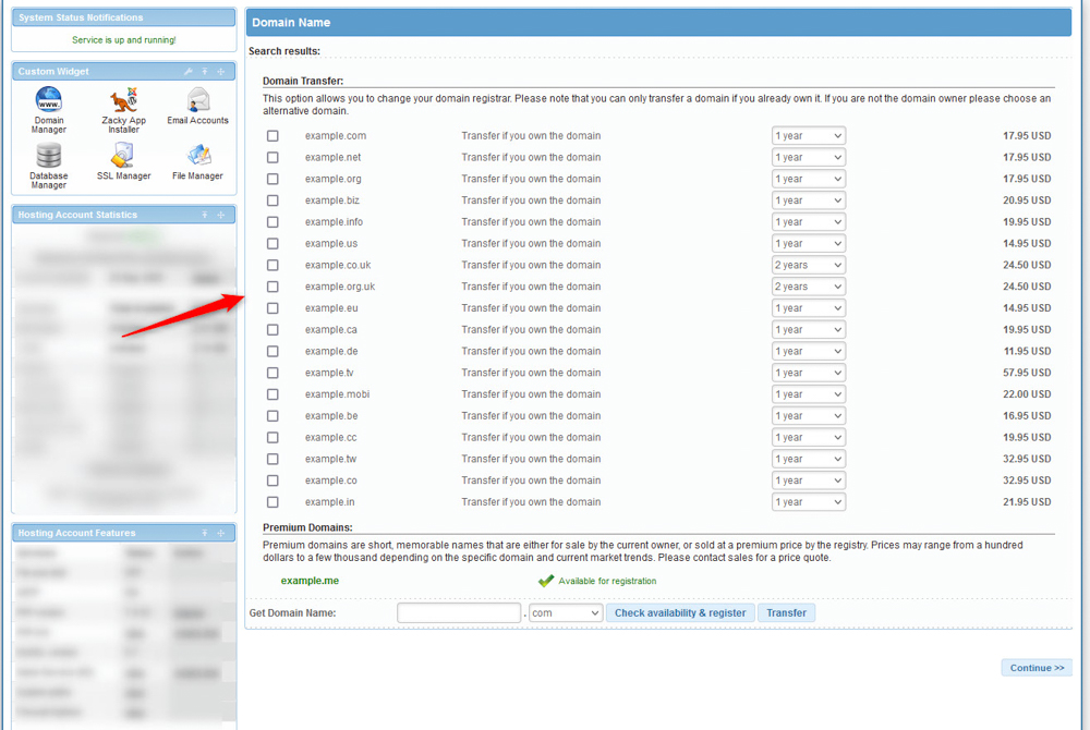 AwardSpace available domain names