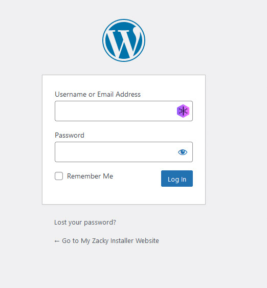 WordPress admin dashboard login page