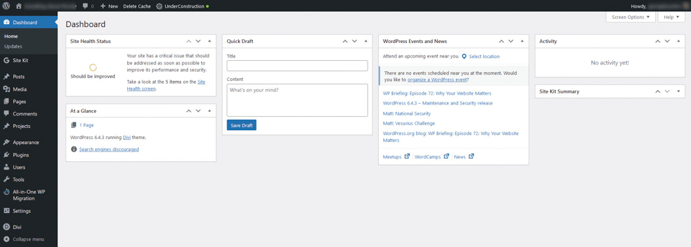 Log in to your WordPress admin dashboard 