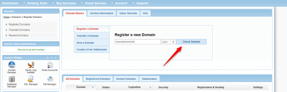 Check domain name availability