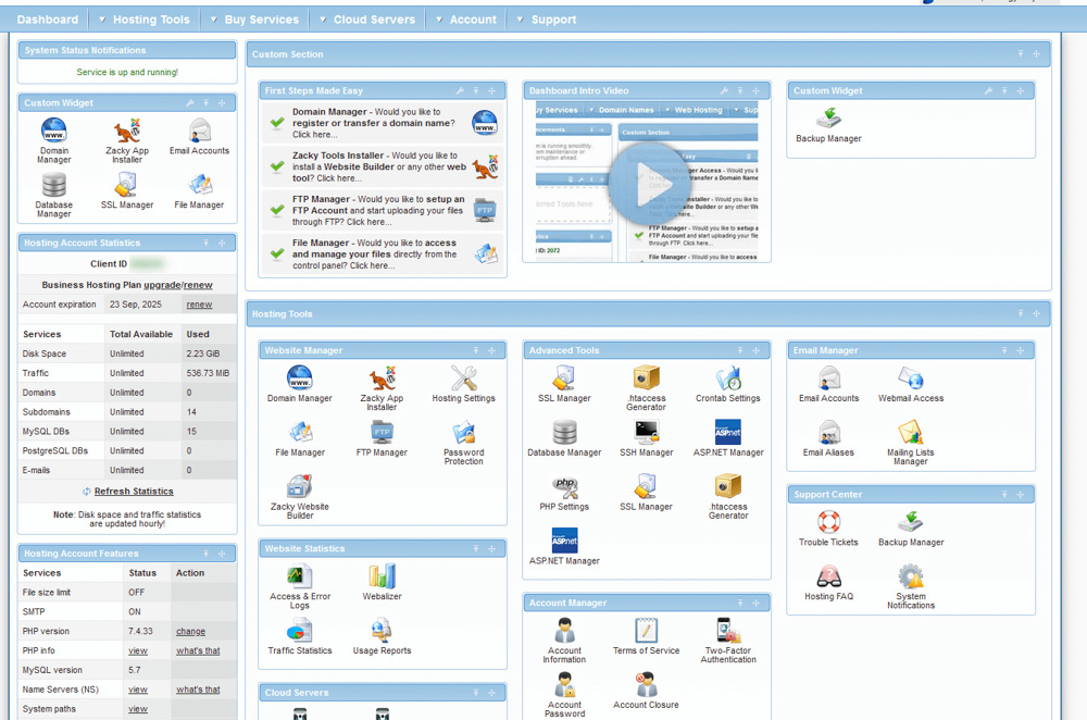 Enter the AwardSpace hosting panel