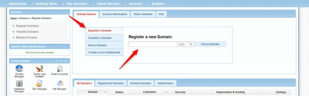 Register a Domain Name in AwardSpace