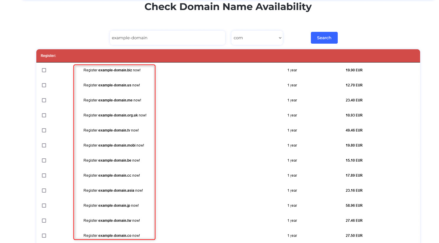 If a domain name is available, then you can register it and use it on your website