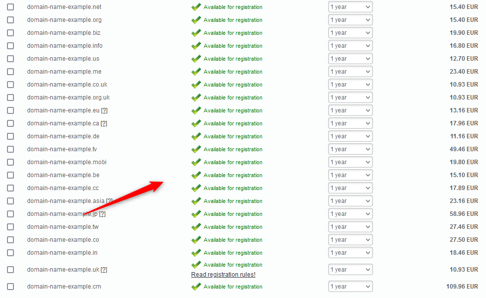 Find an available for registration domain name via the AwardSpace hosting panel