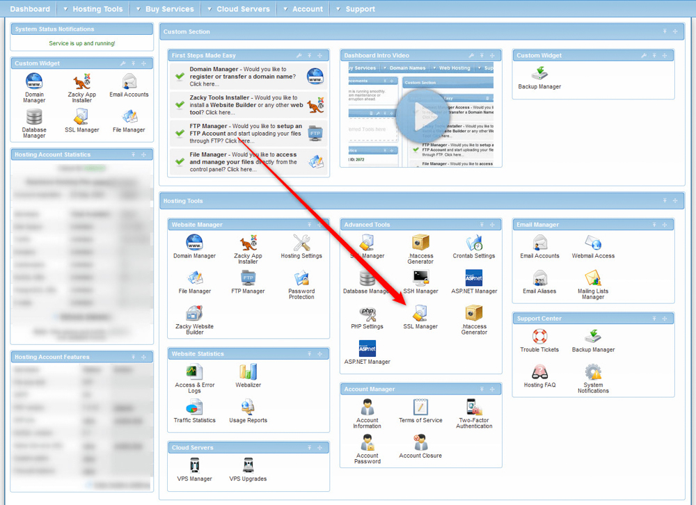 Shared Hosting Quick Start Guide AwardSpace hosting control panel SSL Certificates manager