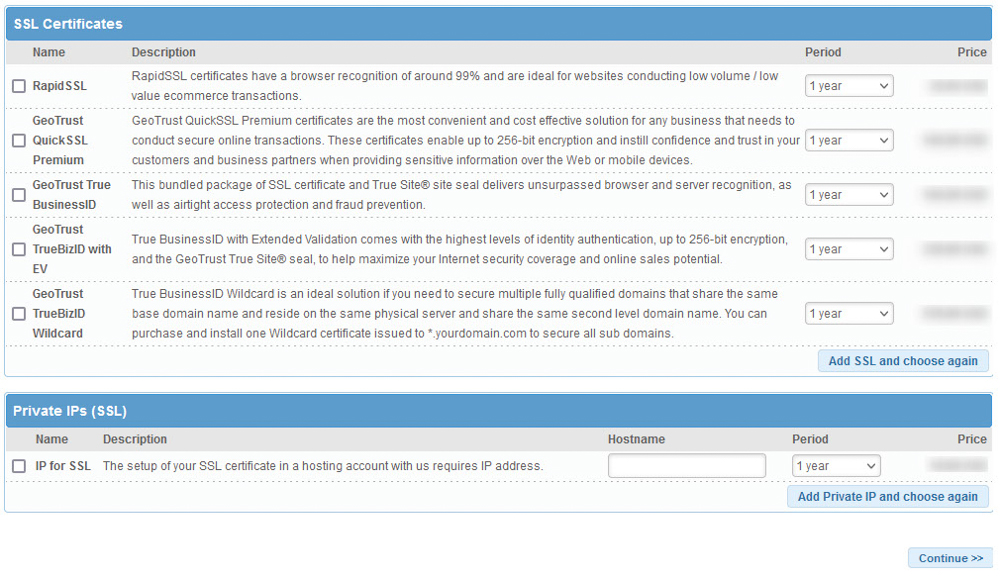 Shared Hosting Quick Start Guide AwardSpace hosting control panel list of SSL Certificates