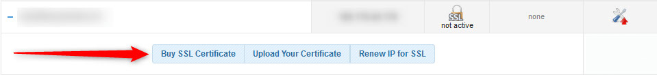 How to get SSL certificate, click on Buy button