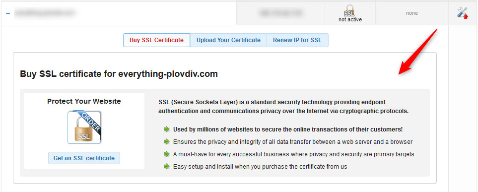 How to get SSL certificate, box of information about SSL 