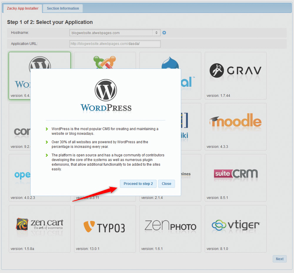 Shared Hosting Quick Start Guide CMS installation process