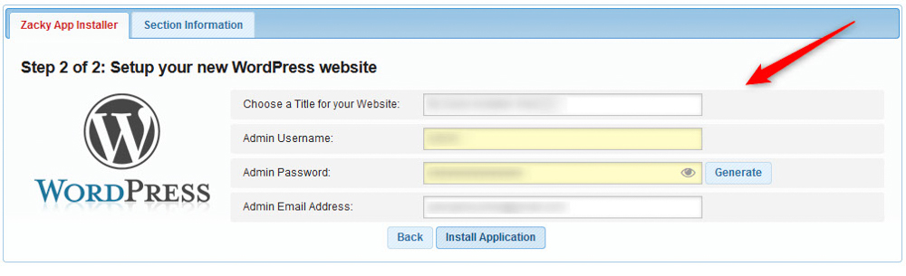 Shared Hosting Quick Start Guide CMS installation process step 2 