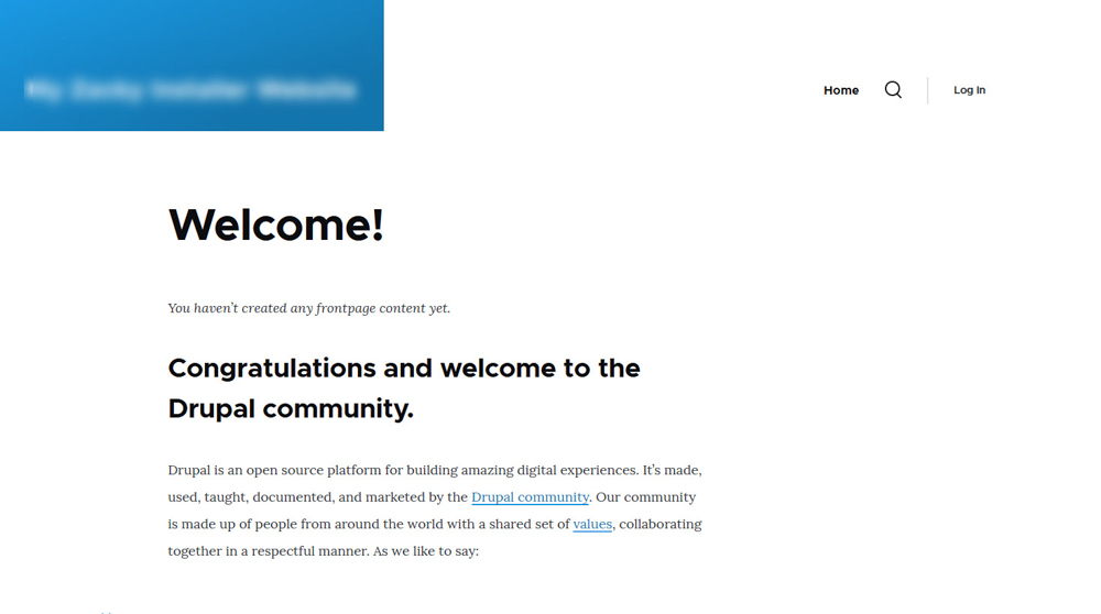 Drupal CMS Welcome Page