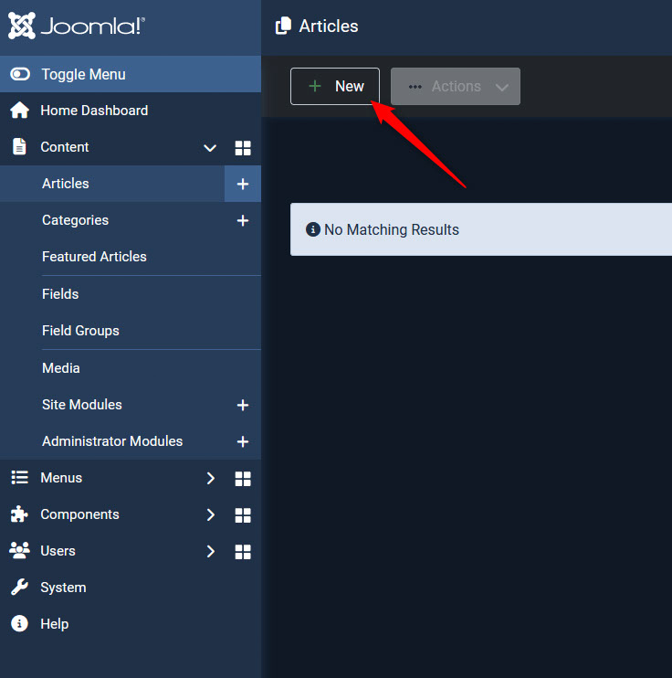 How to create a new page in Joomla via admin panel