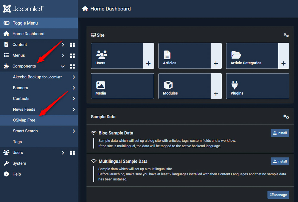 Create Joomla Sitemap find extension menu