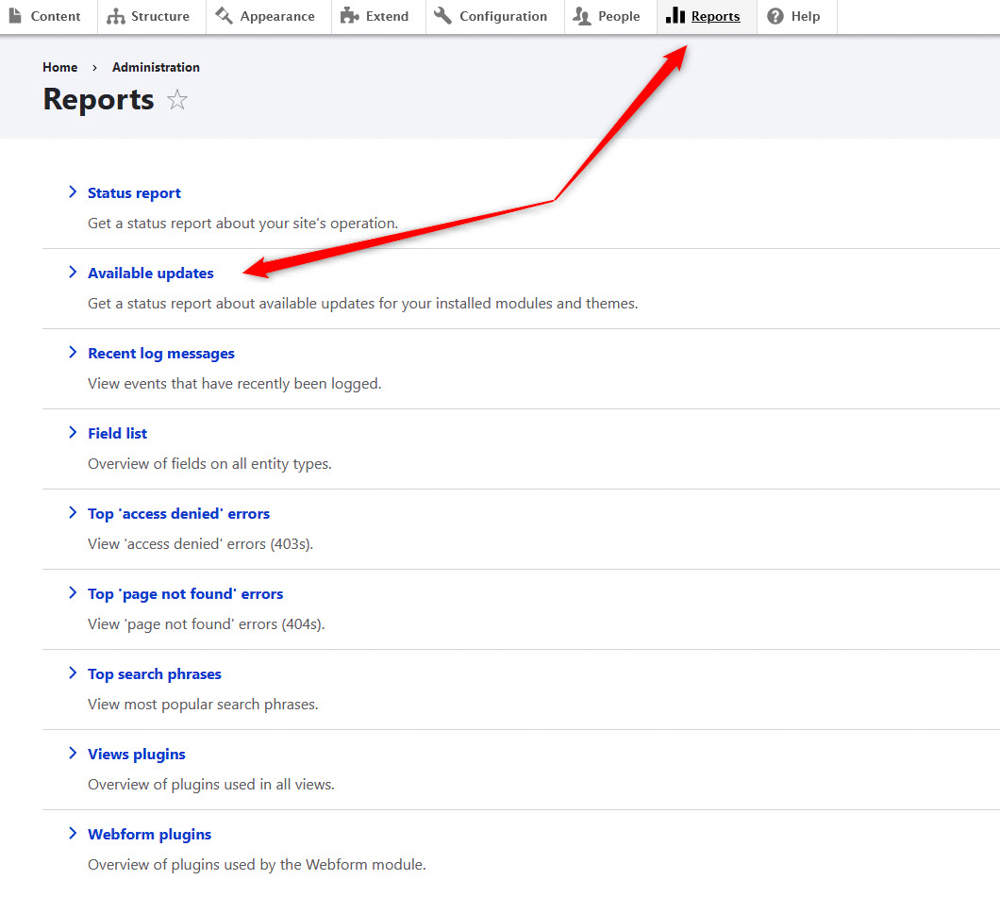 How to Update Drupal Module Reports Section